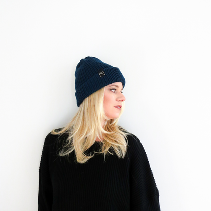 The Wharfside Knit Beanie Hat in Ocean Blue