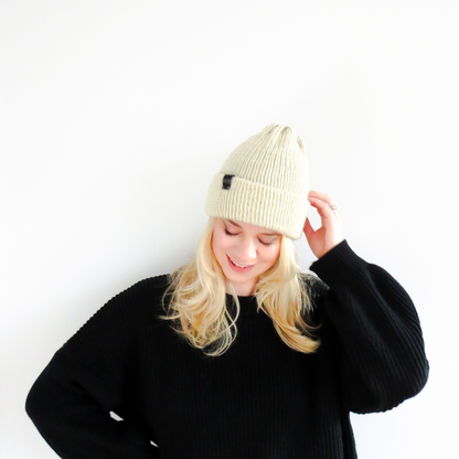 The Wharfside Knit Beanie Hat in Cream