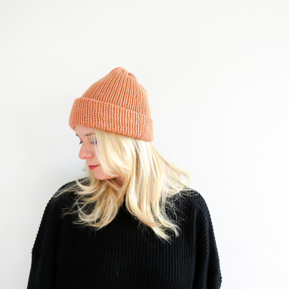 The Wharfside Knit Beanie Hat in Peach Fuzz