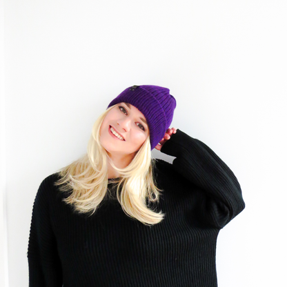 The Wharfside Knit Beanie Hat in Purple