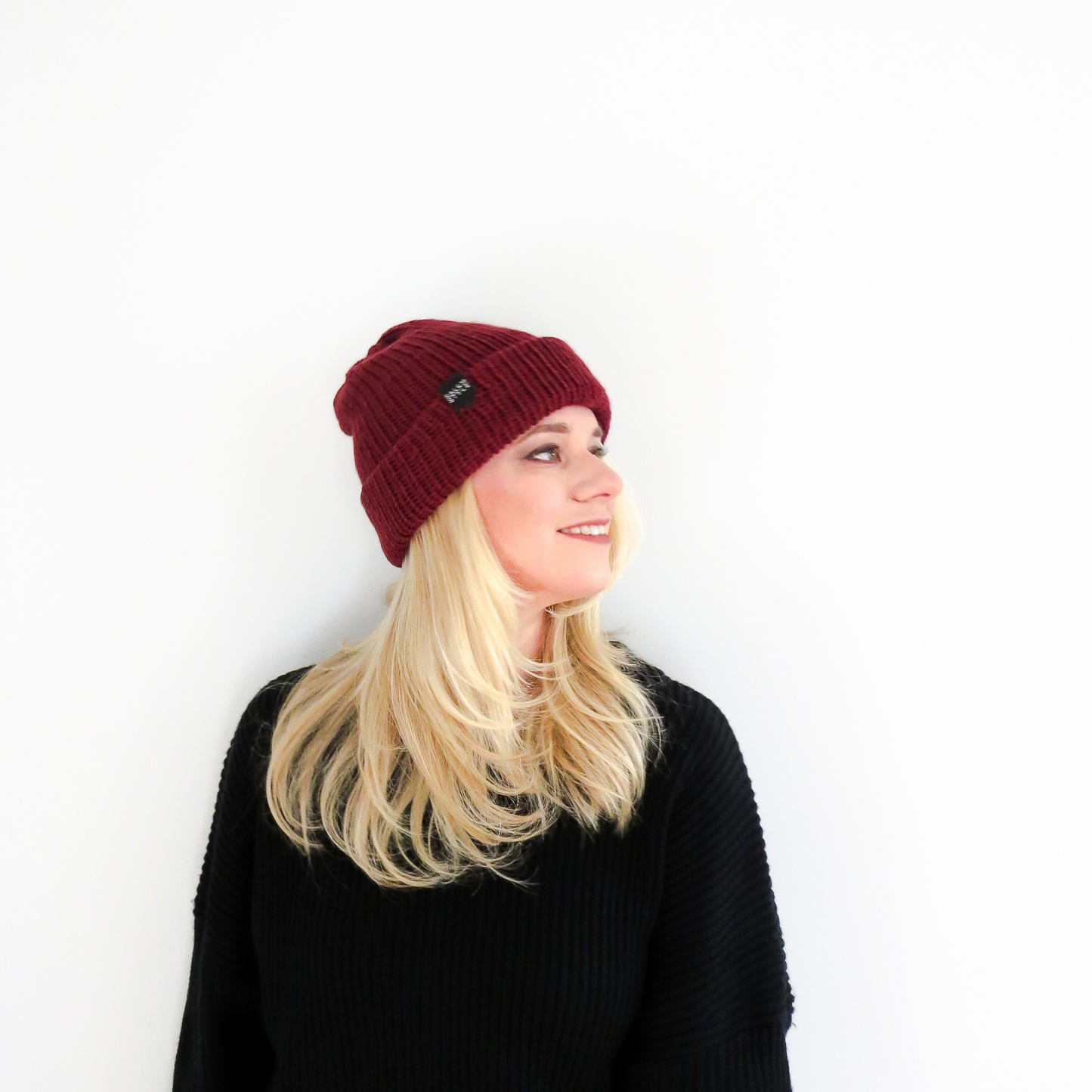 The Wharfside Knit Beanie Hat in Oxblood Red