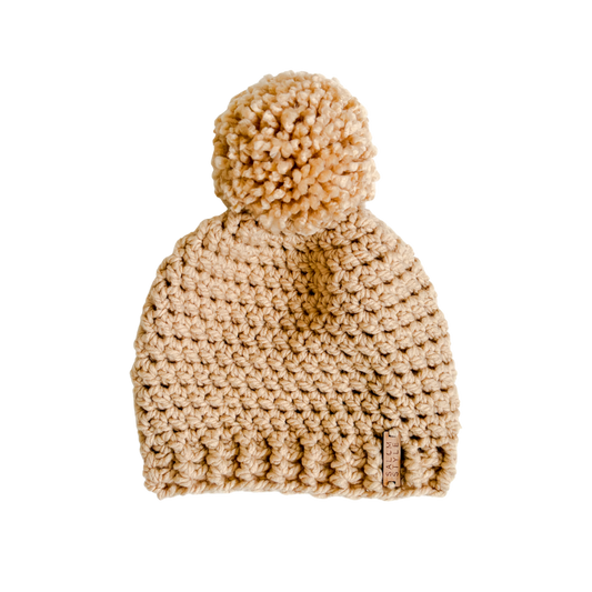 The Winter Island Pom Pom Hat in Latte