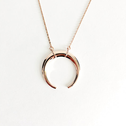 Rose Gold Inverted Moon Necklace